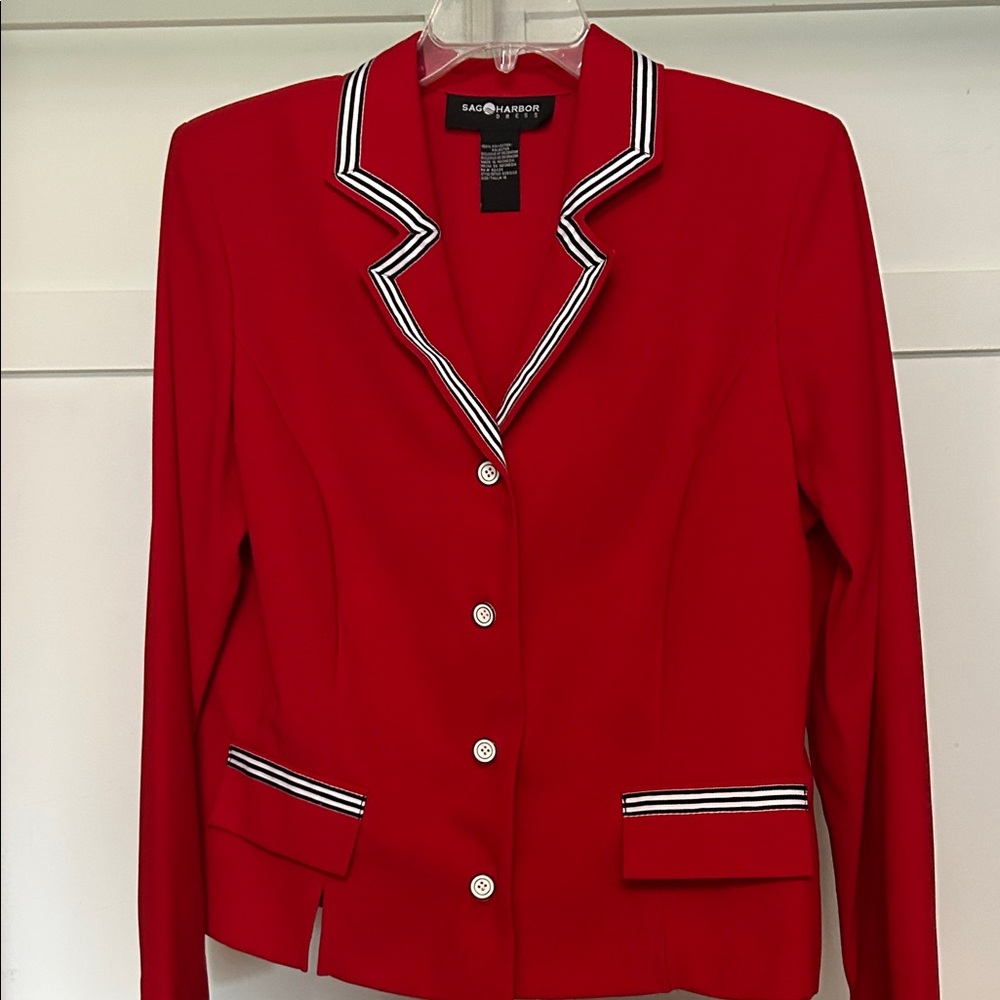 Sag Harbor Red Blazer with White Trim